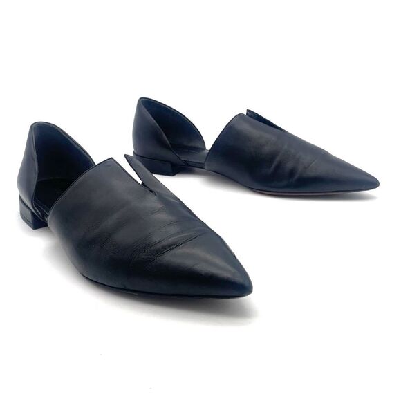 Vince Darlington Pointed Toe D’Orsay Flats Black Leather Designer Loafer Size 7 - Picture 2 of 16